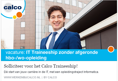 Advertentie Calco traineeship IT